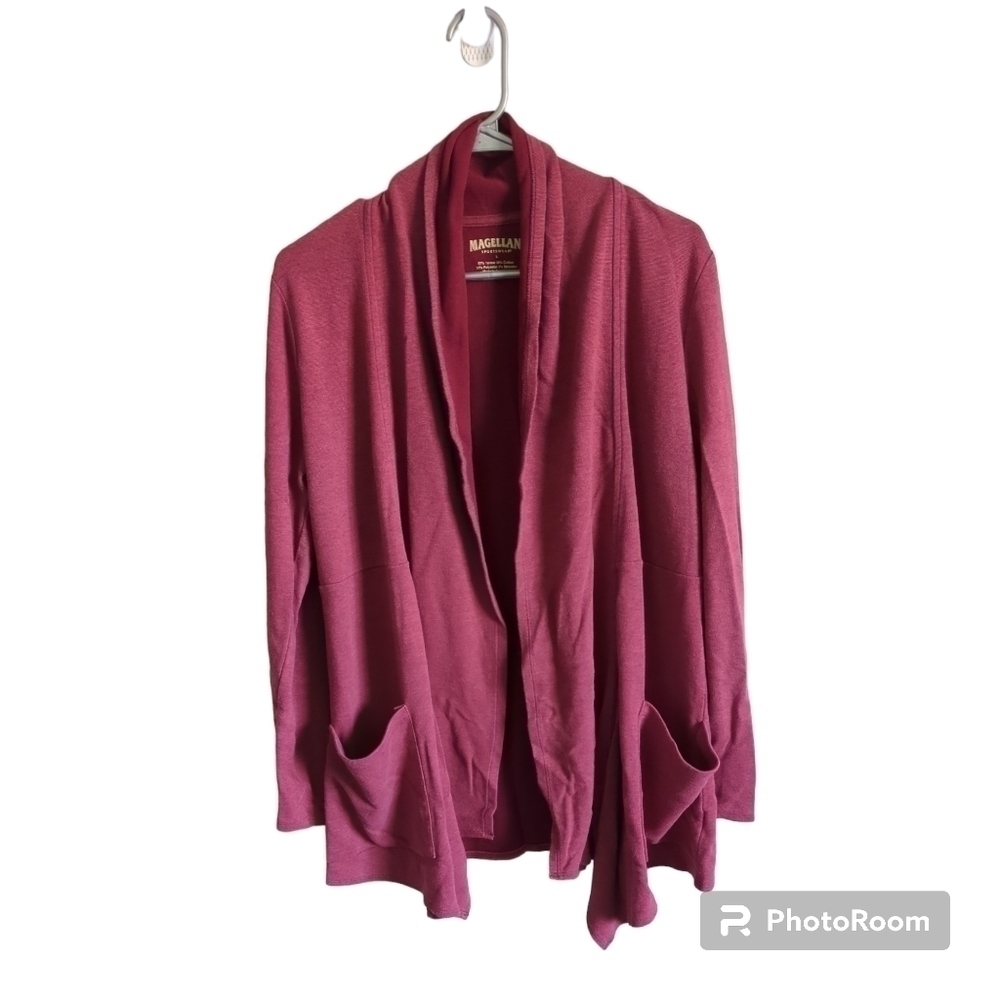 Magellan Sportswear Tencel Blend Red Open Cardigan size L